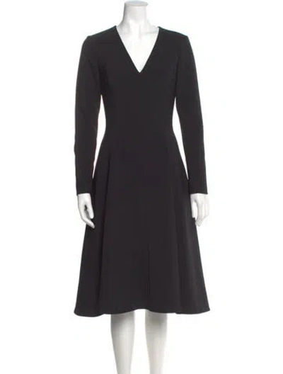 Pre-owned Carolina Herrera Wool Midi Length Dress In Gray