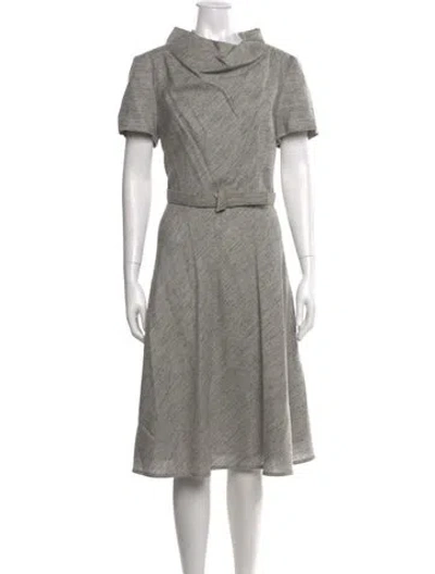 Pre-owned Carolina Herrera Wool Midi Length Dress In Grey