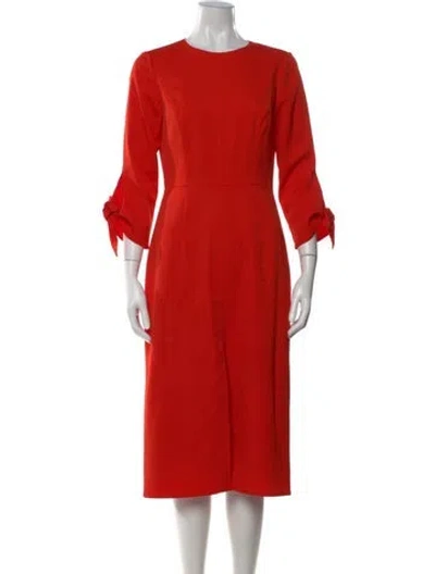 Pre-owned Carolina Herrera Wool Midi Length Dress In Orange