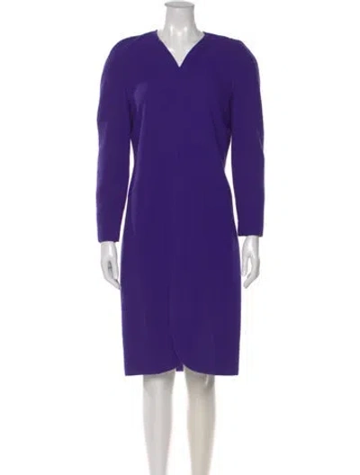 Pre-owned Carolina Herrera Wool Midi Length Dress In Purple
