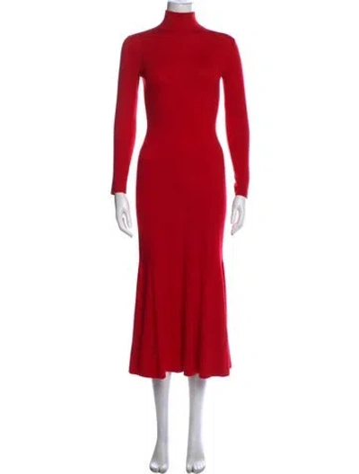 Pre-owned Carolina Herrera Wool Midi Length Dress In Red