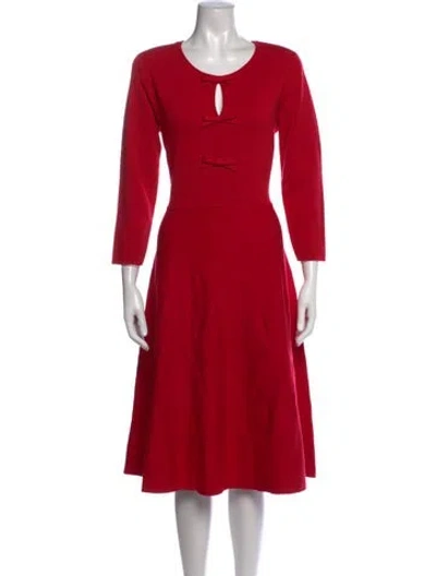 Pre-owned Carolina Herrera Wool Midi Length Dress In Red
