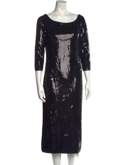 Pre-owned Carolina Herrera Wool Midi Length Dress W/ Tags In Black