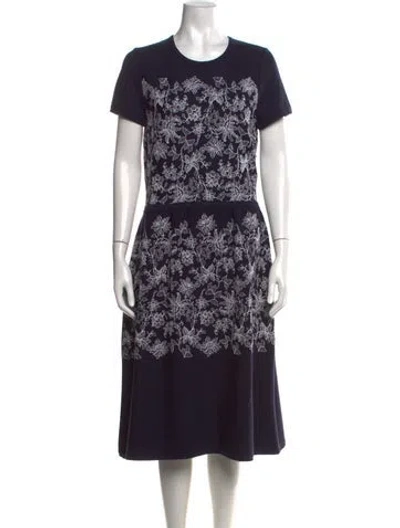 Pre-owned Carolina Herrera Wool Midi Length Dress W/ Tags In Blue