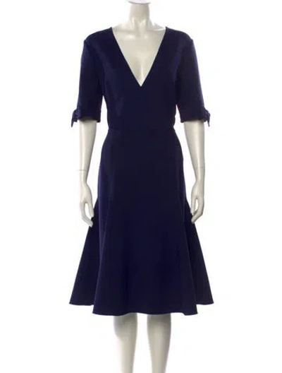 Pre-owned Carolina Herrera Wool Midi Length Dress W/ Tags In Purple