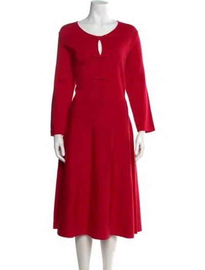Pre-owned Carolina Herrera Wool Midi Length Dress W/ Tags In Red