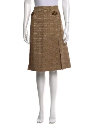Pre-owned Carolina Herrera Wool Midi Length Skirt In Neutral