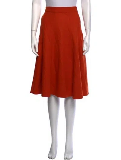 Pre-owned Carolina Herrera Wool Midi Length Skirt In Orange