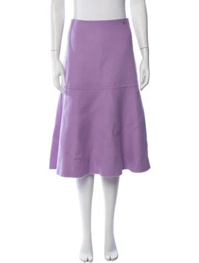 Pre-owned Carolina Herrera Wool Midi Length Skirt In Purple