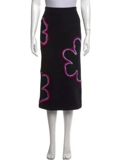 Pre-owned Carolina Herrera Wool Midi Length Skirt W/ Tags In Black