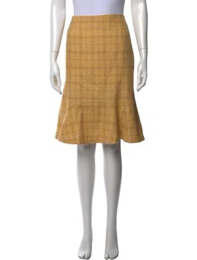 Pre-owned Carolina Herrera Wool Midi Length Skirt In Yellow