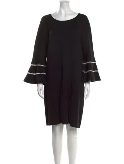 Pre-owned Carolina Herrera Wool Mini Dress In Black