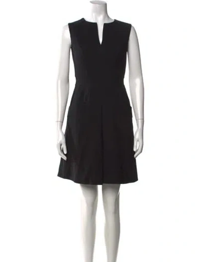 Pre-owned Carolina Herrera Wool Mini Dress In Black