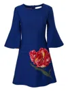 Carolina Herrera Tulip Bell-sleeve Mini Dress In Blue
