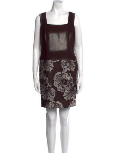 Pre-owned Carolina Herrera Wool Mini Dress In Brown