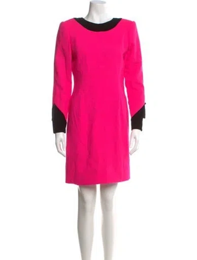 Pre-owned Carolina Herrera Wool Mini Dress In Pink