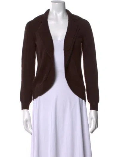 Pre-owned Carolina Herrera Wool Open Front Sweater In Brown