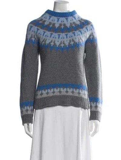 Pre-owned Carolina Herrera Wool Patterned Sweater In Blue