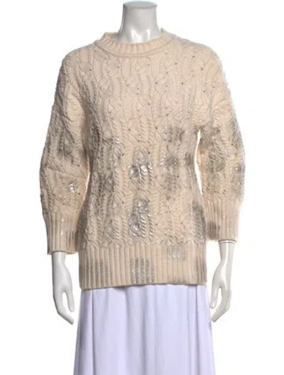 Pre-owned Carolina Herrera Wool Patterned Sweater In Neutrals