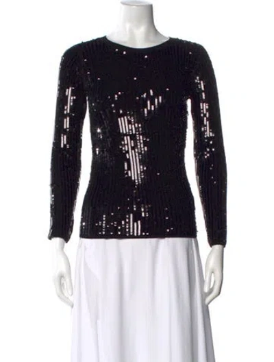 Pre-owned Carolina Herrera Wool Patterned Top In Black