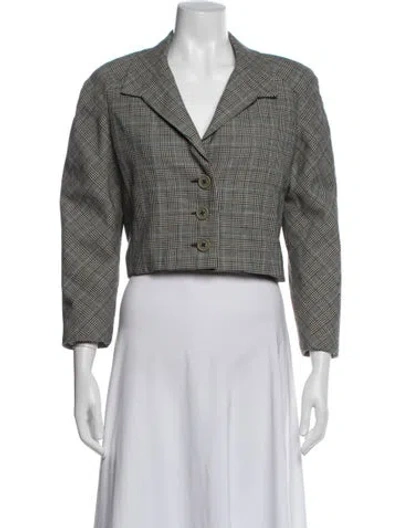 Pre-owned Carolina Herrera Wool Plaid Print Blazer In Multi