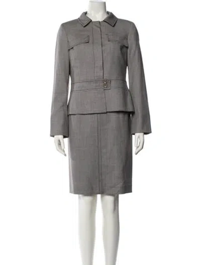 Pre-owned Carolina Herrera Wool Pleated Accents Dress Set In Multi