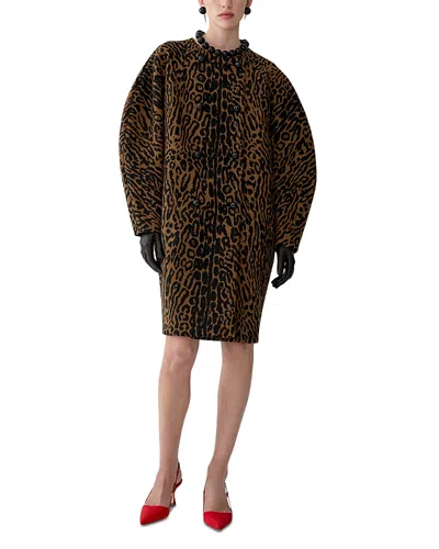Carolina Herrera Wool Printed Cocoon Coat In Animal Print