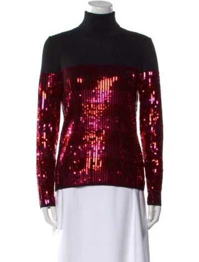 Pre-owned Carolina Herrera Wool Printed Sweater In Red