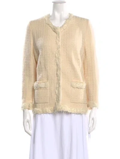 Pre-owned Carolina Herrera Wool Scoop Neck Sweater In Neutral