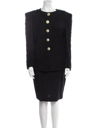 Pre-owned Carolina Herrera Wool Skirt Set In Black