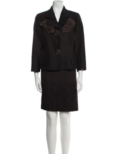 Pre-owned Carolina Herrera Wool Skirt Set In Black