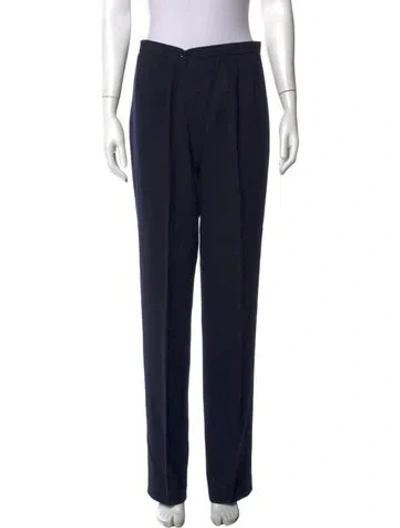 Pre-owned Carolina Herrera Wool Straight Leg Pants In Black