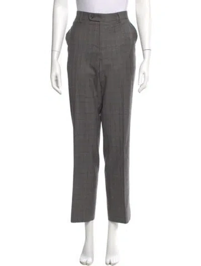 Pre-owned Carolina Herrera Wool Straight Leg Pants In Gray