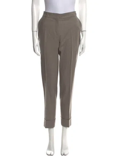 Pre-owned Carolina Herrera Wool Straight Leg Pants In Neutral
