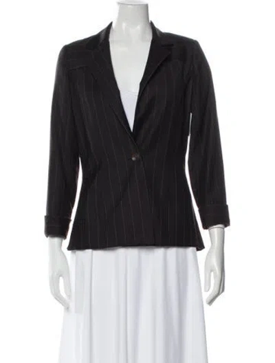 Pre-owned Carolina Herrera Wool Striped Blazer In Brown