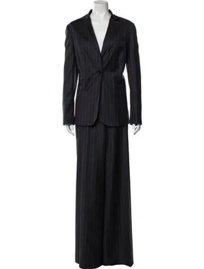Pre-owned Carolina Herrera Wool Striped Skirt Set In Purple