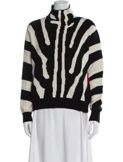 Pre-owned Carolina Herrera Wool Striped Sweater In Black
