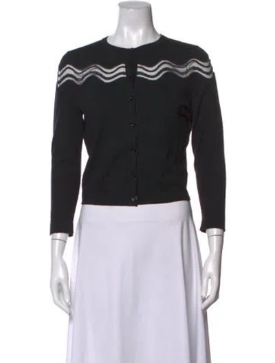 Pre-owned Carolina Herrera Wool Striped Sweater In Black
