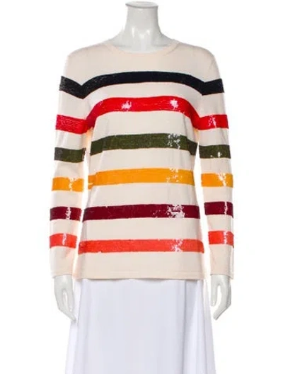 Pre-owned Carolina Herrera Wool Striped Sweater In Neutral