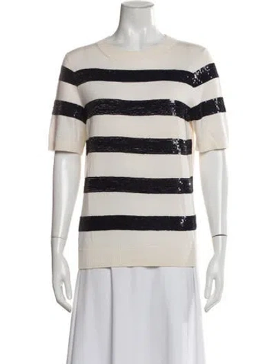 Pre-owned Carolina Herrera Wool Striped Sweater In Neutral