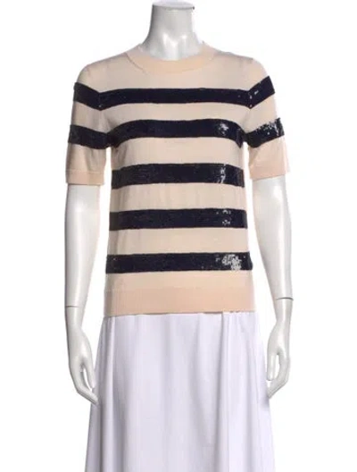 Pre-owned Carolina Herrera Wool Striped Sweater In Neutral