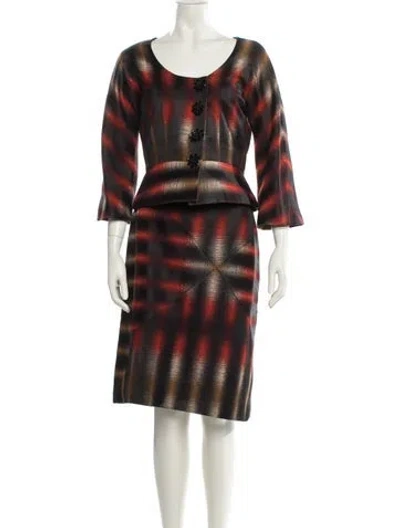 Pre-owned Carolina Herrera Wool Tie-dye Print Skirt Set In Multi