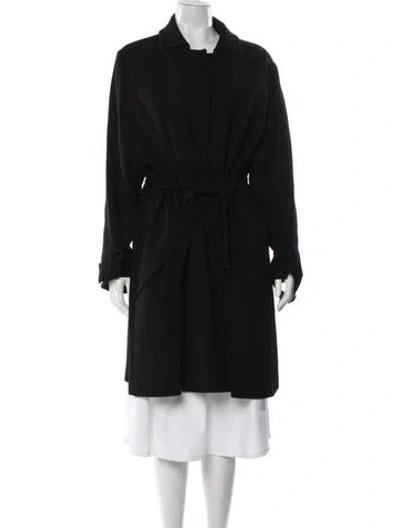 Pre-owned Carolina Herrera Wool Trench Coat In Black