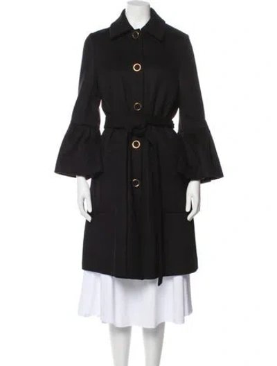 Pre-owned Carolina Herrera Wool Trench Coat W/ Tags In Black