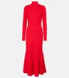 Carolina Herrera Turtleneck Virgin-wool Midi Dress In Red
