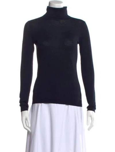 Pre-owned Carolina Herrera Wool Turtleneck Sweater In Blue