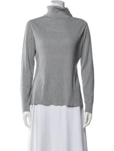 Pre-owned Carolina Herrera Wool Turtleneck Sweater In Gray