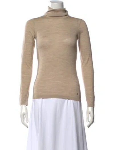 Pre-owned Carolina Herrera Wool Turtleneck Sweater In Neutrals