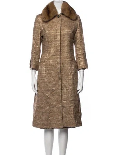 Pre-owned Carolina Herrera Wool Tweed Pattern Skirt Set In Brown
