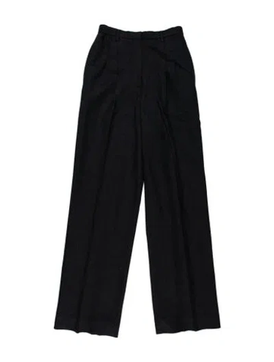 Pre-owned Carolina Herrera Wool Wide Leg Pants In Black
